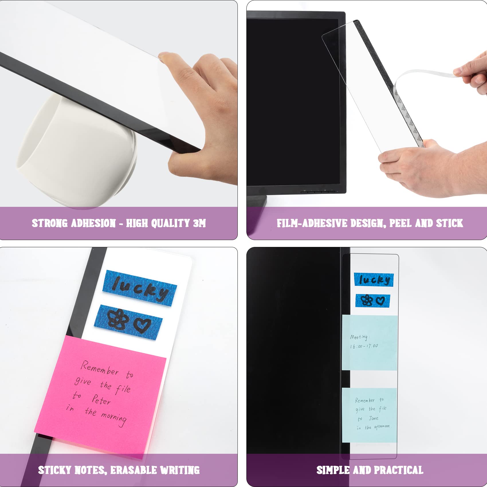 Desk Accessories 2Pcs Computer Monitor Memo Board Message Board Supplies For Wom