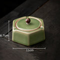 DecorBites™ Geometric Green Ceramic Ashtray - Desk Decoration and Smoking Accessory
